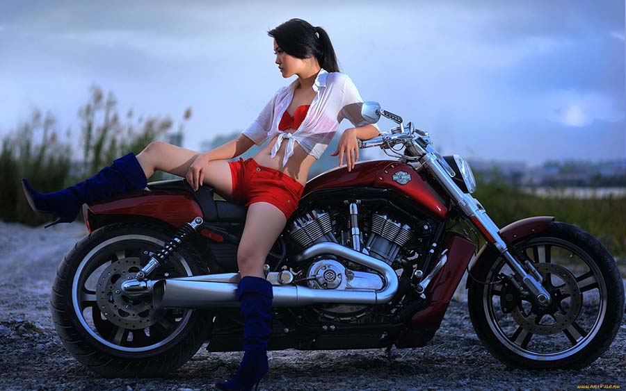Beautiful girls and motorcycles in Varri